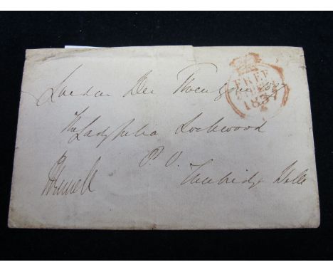 GB Lord Russell hand signed envelope with 1837 FREE postmark sent to Lady Lockwood at Tunbridge Wells (she was sued for deser