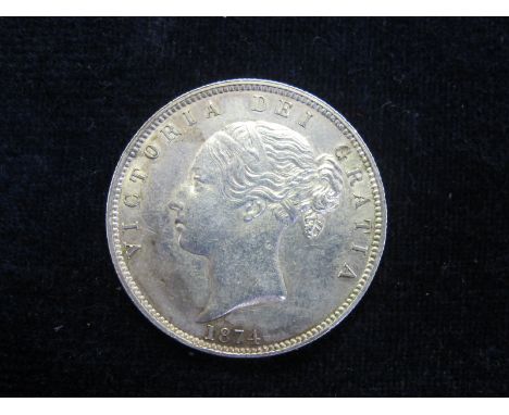 Halfcrown 1874 GVF, some light surface marks.