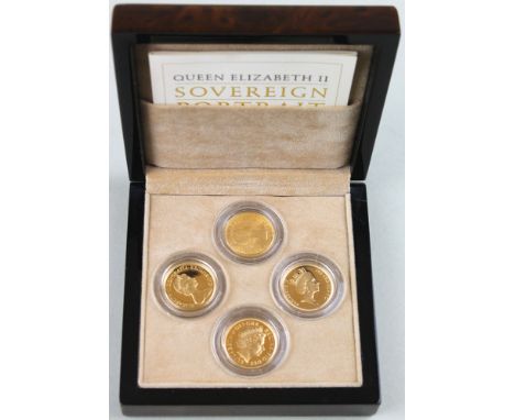 Queen Elizabeth II Sovereign Portrait Collection , the four coin set containing an example of each head type. Sovereigns 1957