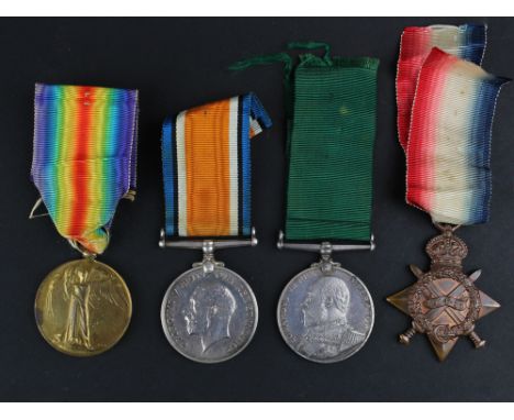 1915 Star Trio plus EDVII Royal Naval Reserve LS Medal to Lieut R. Diaper RNR. (LSM named E.2059 R. Diaper Sea'n 1CL RNR). Wi