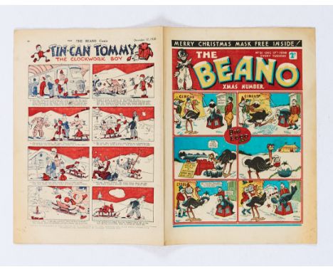 Beano Comic No 21 (1938). First Xmas Number. Bright covers, interior pages have some light creasing by spine and some light r
