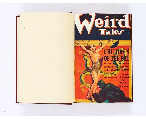 Weird Tales (1937) Vol 29: No 1-3. In bound volume. Bright fresh covers, light tan supple pages. Back covers removed in bindi