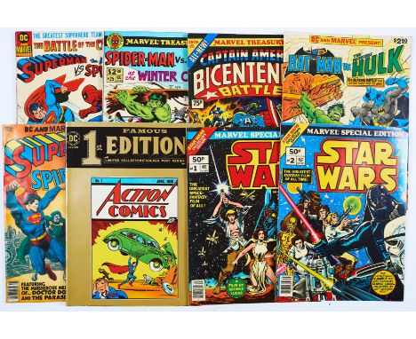 Marvel/DC Treasuries (1974-81). Superman vs The Amazing Spider-Man, Spider-Man vs. The Hulk, Captain America's Bicentennial B