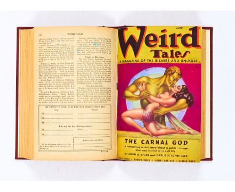 Weird Tales (1937) Vol 29: No 4-6. In bound volume. Bright fresh covers, light tan supple pages, back covers removed in bindi