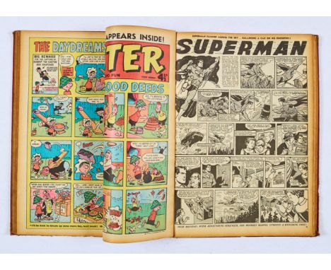 Buster (Jan-Jun 1961). 26 unnumbered issues in half-year bound volume. Publisher's file copies introducing U.S. Superman stri