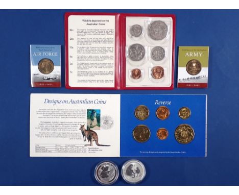 A group of Royal Australian Mint coinage including uncirculated coin set 1984, wildlife coins, centenary of the Australian Ar