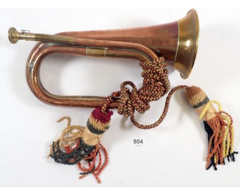 A copper and brass bugle 