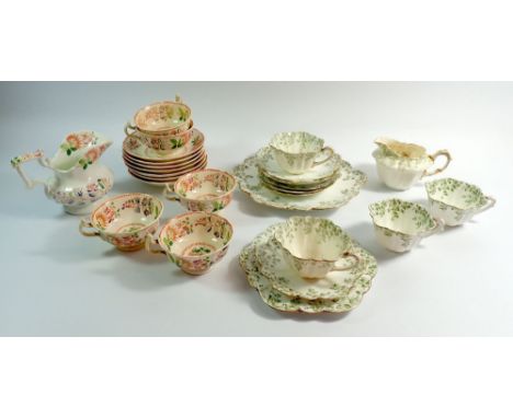 A Victorian Shelley green ivy part tea service and a Victorian part tea service 
