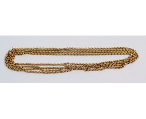 A 9 carat gold long chain necklace, 128cm, 8.7g 