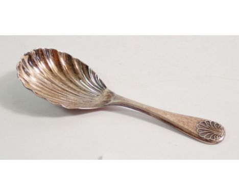 A silver caddy spoon with shell terminal and bowl, Birmingham 1991 by Garrard &amp; Co Ltd 