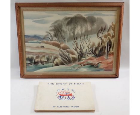 The Story of Noah by Clifford Webb, First Edition 1931 plus a 1930's relief print 'Hill Copse' inscription to reverse, 33 x 4