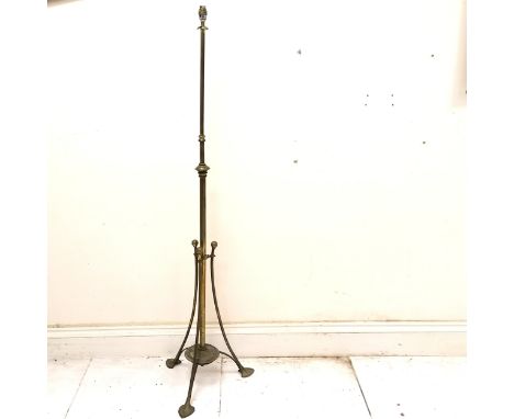 Benson style Arts &amp; Crafts brass adjustable standard lamp - max height 200cm &amp; min height 157cm