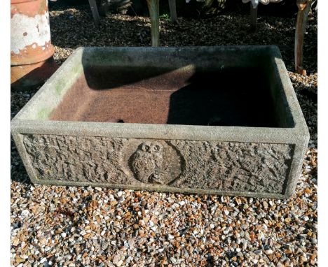 Rectangular planter / drain cover with owl detail - 69cm x 51cm