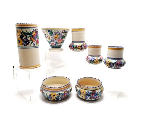 7 x vintage Poole pottery vases inc Carter Stabler Adams Ltd
