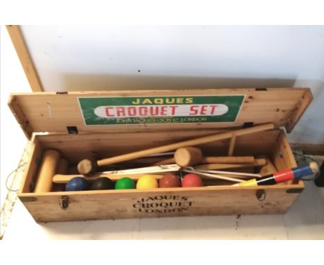 Jaques croquet set in it's original box 1 mallet is not original