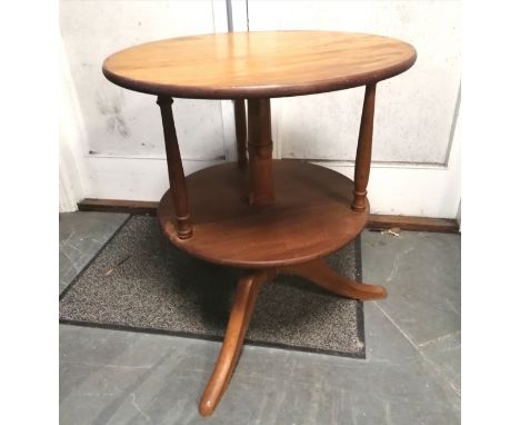 Georgian style oak tripod table with 2 tier revolving top - 60cm diameter x 70cm high