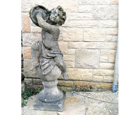 Large figure of a boy playing a tambourine seated on a ball - 95cm high