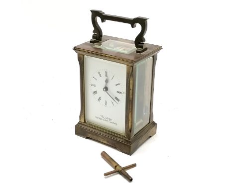 Chester carriage clock Co brass cased clock - total height 15cm &amp; has key and running at time of listing BUT WE CANNOT GU
