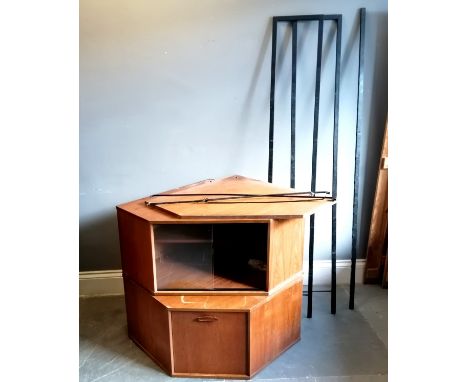 Avalon teak modular Ladderax corner unit comprising shelf, glazed 2 door cupboard and a 2 door cupboard and fittings