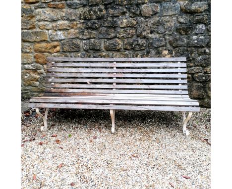 Antique cast iron and wooden slatted 3 seater bench - 183cm x 60cm x 76cm