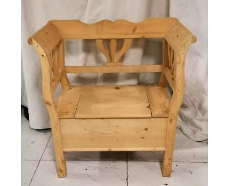 2 seater continental pine bench with storage - 71cm long x 39cm deep x 90cm high