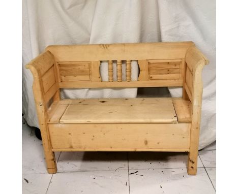 3 seater continental pine bench with storage - 115cm long x 41cm deep x 94cm high