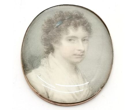 Antique Georgian portrait miniature of a lady - 3.8cm long