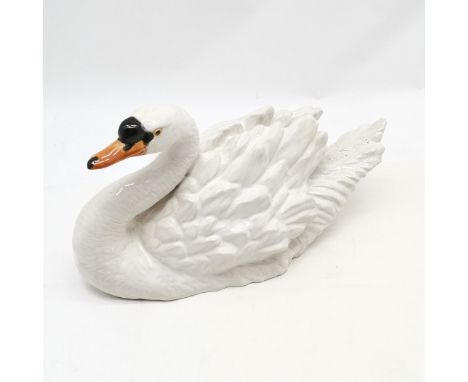 Large ceramic swan - 44cm long x 24cm high.