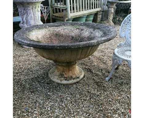 Very large circular pedestal planter with fluted detail - 121cm diameter x 63cm high