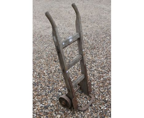 Vintage Set of ' Slingsby ' Wooden and Iron Sack Trucks, 110cms high 