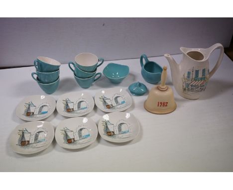 A vintage Midwinter coffee set to include coffee pot, six cups and saucers, milk jug and sugar bowl together with a Goebel fi