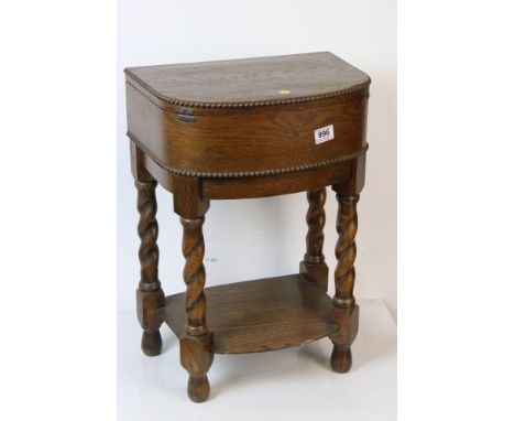 Vintage Oak Sewing Box on Stand and a Painted Shaker style Box 