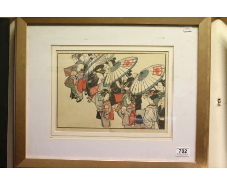 Saito Shuho (1769-1859) a framed Japanese woodblock portrait Peoples of Osaka 