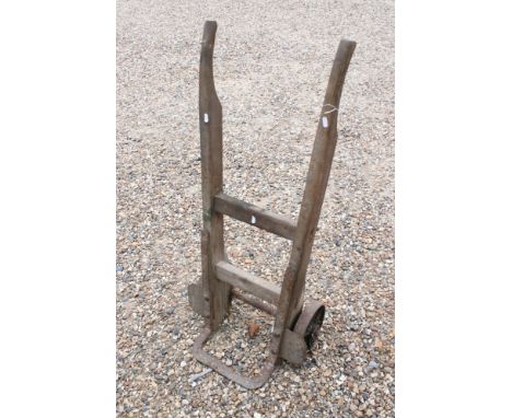 Set of Vintage Wooden and Iron Sack Trucks, 100cms high 