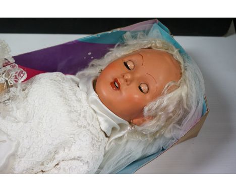 Large vintage F.P.L.A. composition doll, measures approx 82cm in height. 