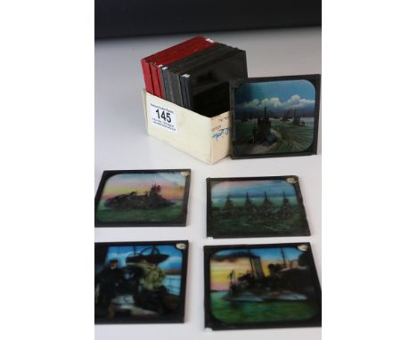 Magic Lantern Slides, approximately 24 The British Navy 'coloured slides (detailed list included) 