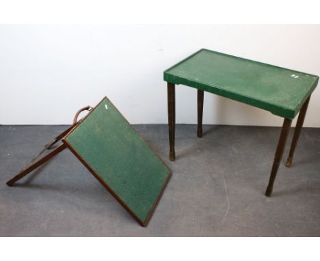 Early / Mid 20th century Folding Card Table with green baise playing surface, the oak frame with one support with label ' Thi