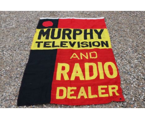 Rare Vintage Original Cloth Shop Advertising Banner for Murphy's Radio, 180cms x 109cms 