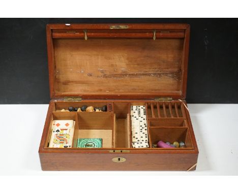 A vintage wooden cased games compendium (Incomplete). 