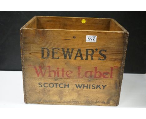 Vintage Pine 12 section Whiskey Bottle Crate for Dewars White Label Whiskey 