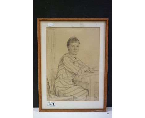 Francis Dodd RA 1874 - 1949 portrait in black chalk of Mary Adshead signed and dated 1936. 35 x 25 cm. 