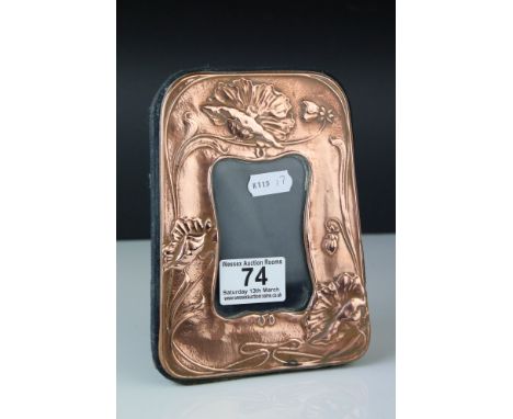Copper Art Nouveau Style Easel Back Photograph Frame, 17cms high 