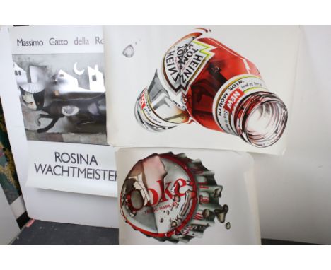 Posters - Collection of vintage mid-late 20th C posters to include Coca Cola, Heinz Tomato Ketchup, Saftey etc, mainly large 