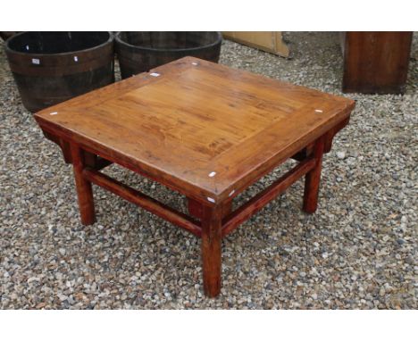 Chinese Square Coffee Table, with red stained base, 50cms high x 87cms x 87cms 