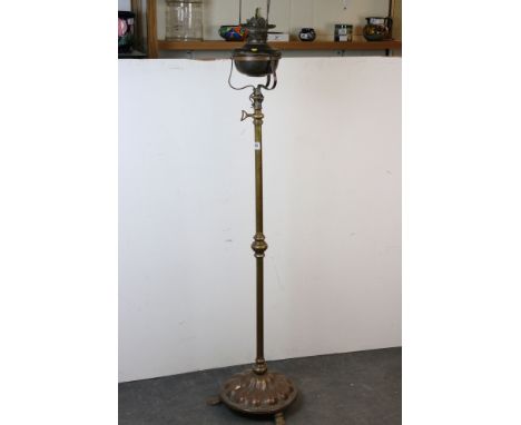 Victorian Brass Oil Lamp on Stand 
