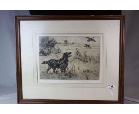 Henry Wilkinson limited edition print Retriever dog flushing Partridge 72/150 signed in pencil. 