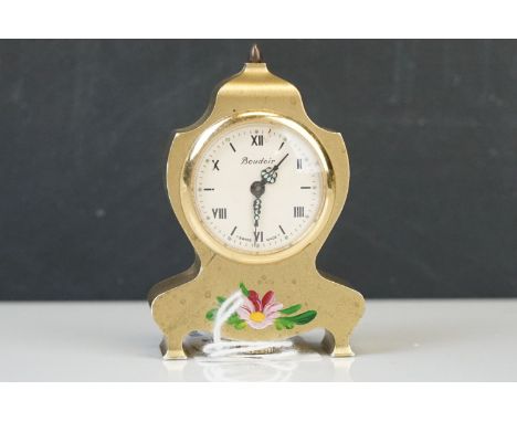 Miniature Eluxa Swiss made manual wind Boudoir clock 