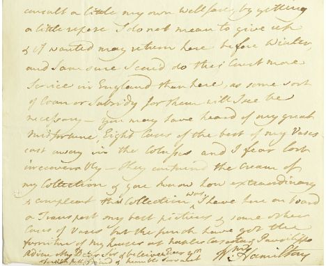 HAMILTON (SIR WILLIAM)Three autograph letters signed ('Wm. Hamilton') to Perkin Magra, HM Consul General at Tunis; the first 