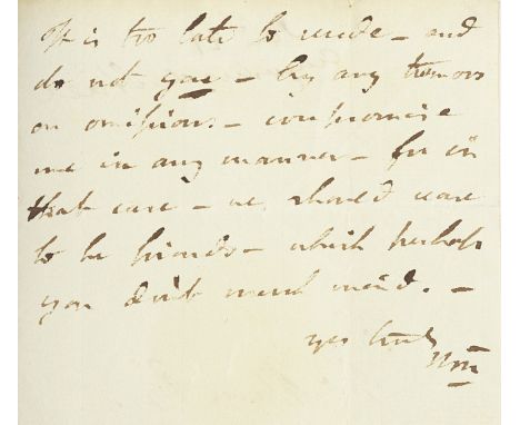 BYRON (GEORGE GORDON, LORD)Autograph letter signed ('Brn'), to John Murray ('Dear Sir'), thanking him for sending the sheets 