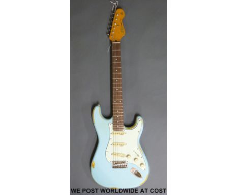 "Vintage" Icon series V6 electric rhythm guitar distressed Laguna blue finish and Wilkinson tuners